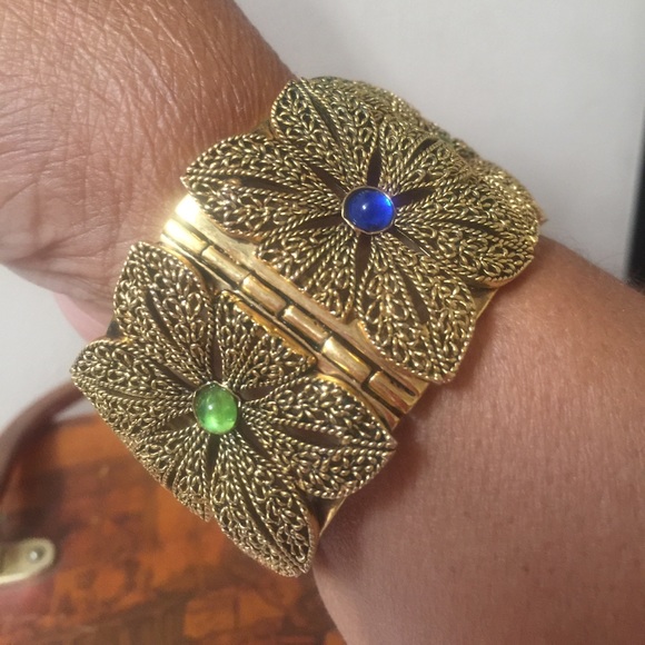 Nolan Miller Filigree Flower Cuff Clamper Bangle - Picture 6 of 8